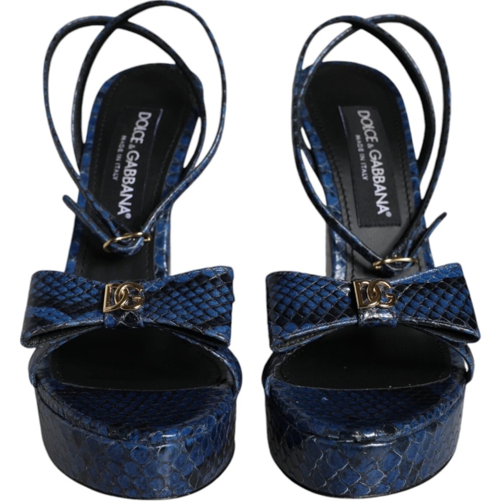 Dolce Gabbana Python Leather Blue Platform High H… - image 2